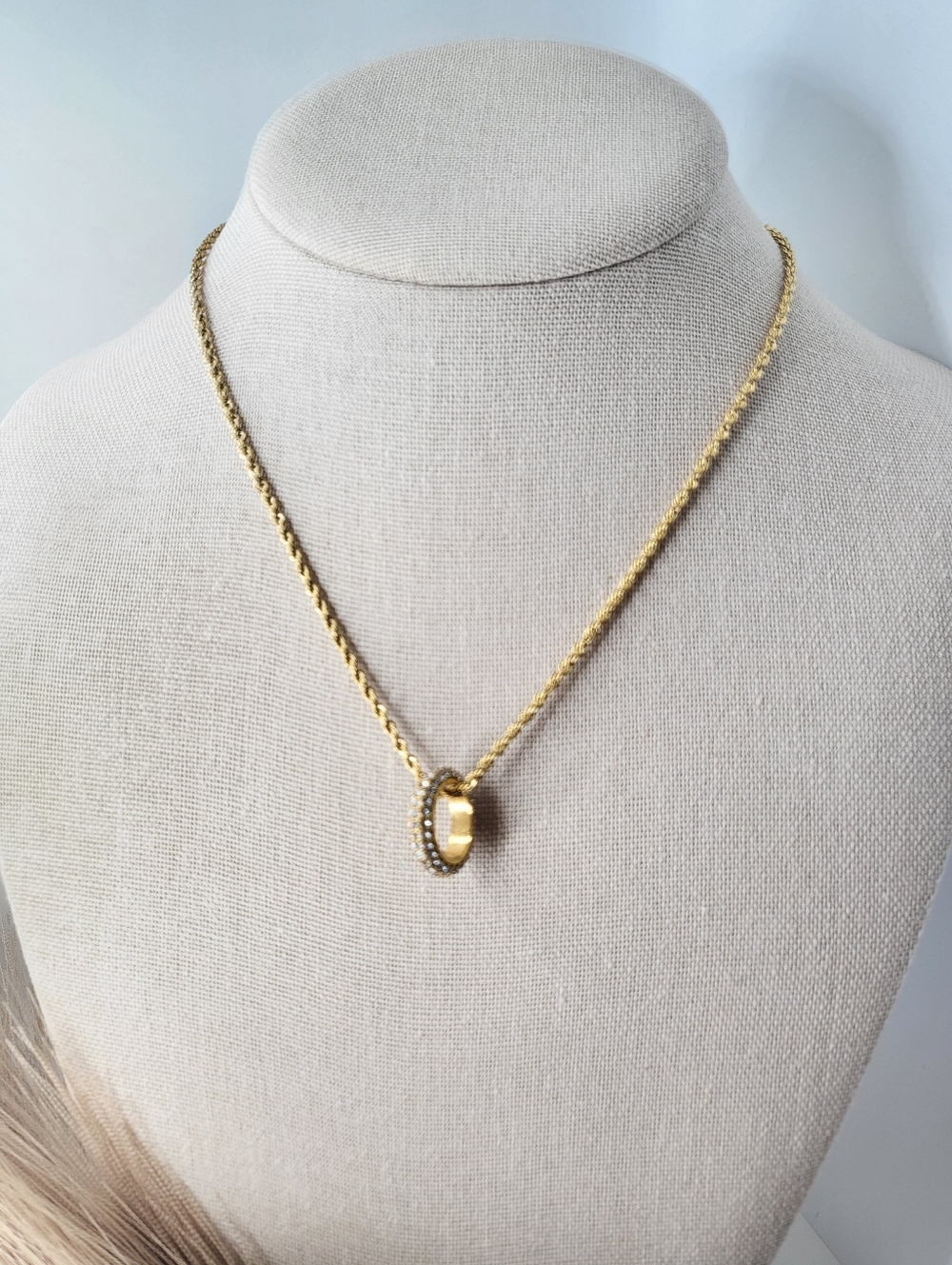 18K Gold Plated  Pavé Circle Pendant Necklace